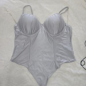 Light Gray Satin Bodysuit